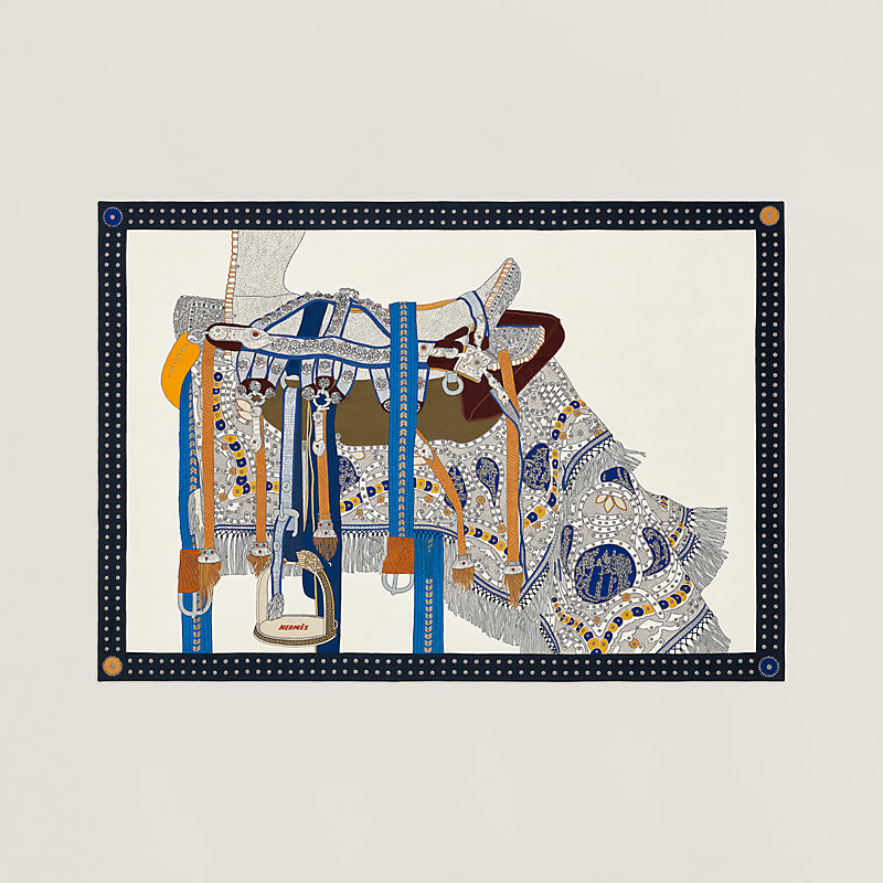 Selle de Dignitaire blanket - Blue | Hermès USA